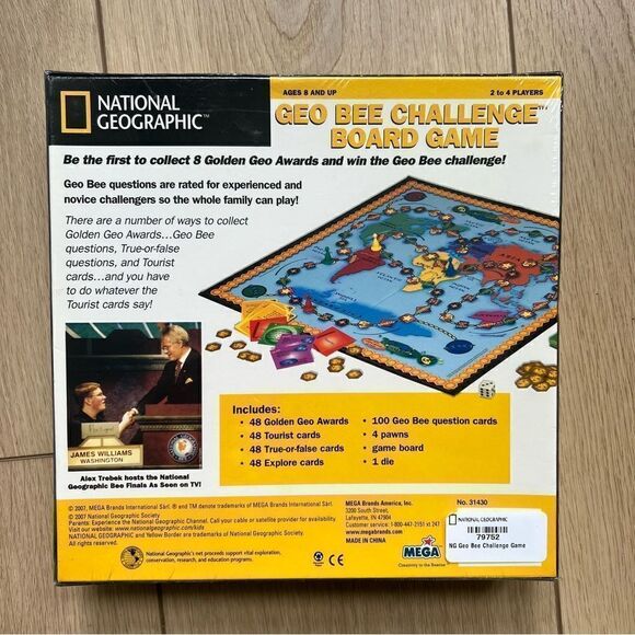National Geographic NWT Geo Bee Challenge 2007 Family Board Game Alex Trebek - Picture 5 of 9